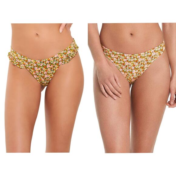 Maaji Other - Maaji Bikini Bottoms Swim Cheery Blossom Reversible Med Voyage Ruffle Swimwear